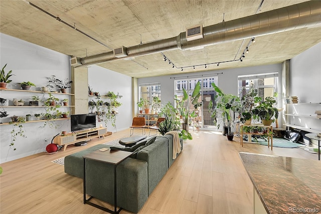 290 W 12th Ave Unit 205, Denver, CO 80204 - living area featuring wood finished floors and healthy amount of natural light