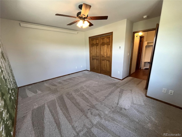 100 River Run Dr, Buena Vista, CO 81211 - unfurnished bedroom featuring carpet, a closet, and a ceiling fan