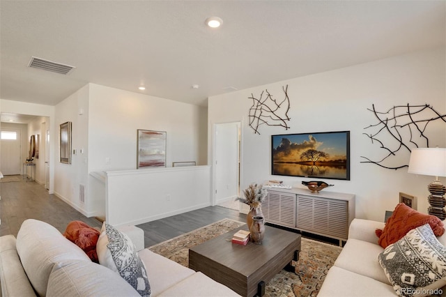 living room featuring hardwood / wood-style flooring