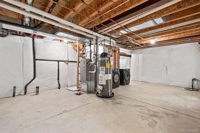 10681 Cherrybrook Cir, Highlands Ranch, CO 80126 - unfinished basement featuring gas water heater and washer and dryer