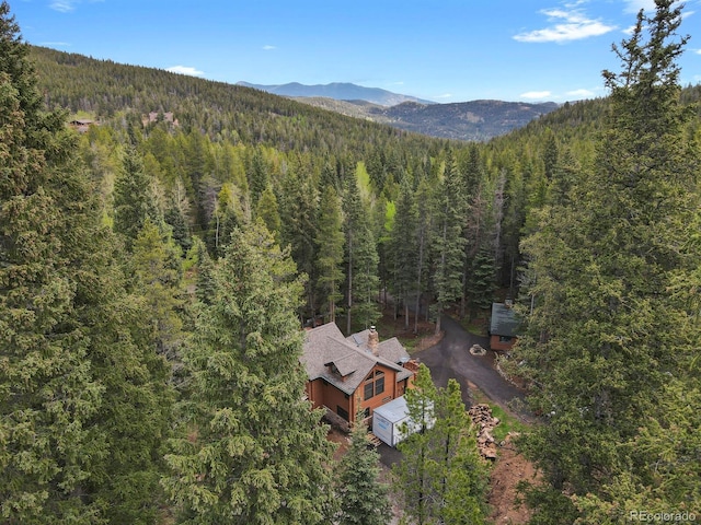 8905 Carol Ln, Conifer, CO 80433 - view from above of property featuring a forest and a mountain backdrop