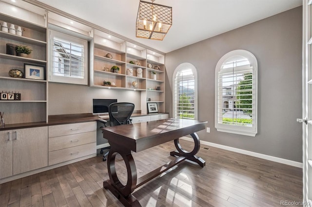 2234 S Nile St, Denver, CO 80228 - office with baseboards and dark wood-type flooring