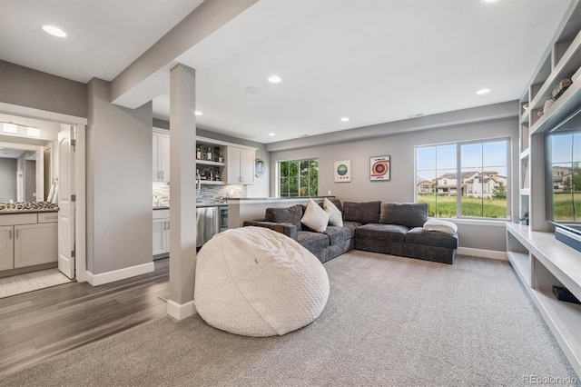 2234 S Nile St, Denver, CO 80228 - living area featuring recessed lighting, carpet floors, and wood finished floors