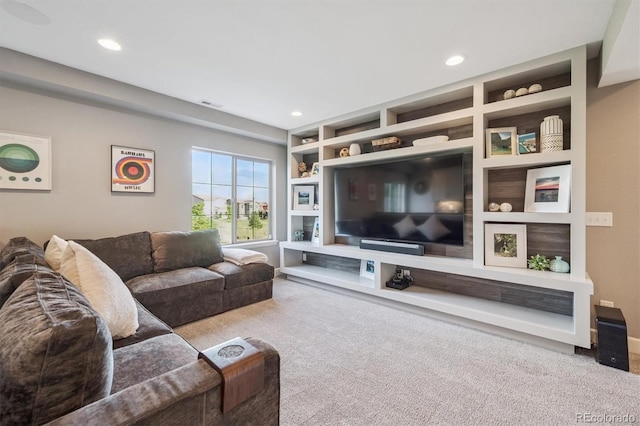 2234 S Nile St, Denver, CO 80228 - carpeted living room with built in features and recessed lighting