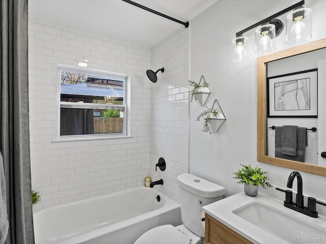4740 W Wyoming Pl, Denver, CO 80219 - bathroom with vanity, shower / bath combo, and toilet