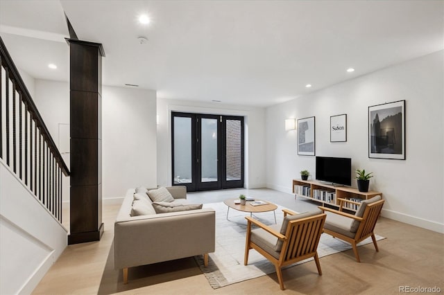 370 Garfield St, Denver, CO 80206 - living area featuring recessed lighting and stairs