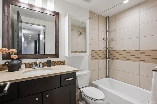 370 Garfield St, Denver, CO 80206 - full bath with vanity,  shower combination, and backsplash