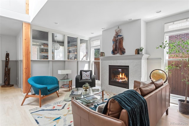 501 S Race St, Denver, CO 80209 - living area with wood finished floors and a premium fireplace