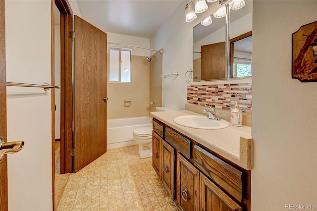 4738 Dover Dr, Colorado Springs, CO 80916 - full bathroom featuring vanity, shower / bath combination, and tasteful backsplash