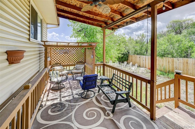 4738 Dover Dr, Colorado Springs, CO 80916 - wooden deck with ceiling fan