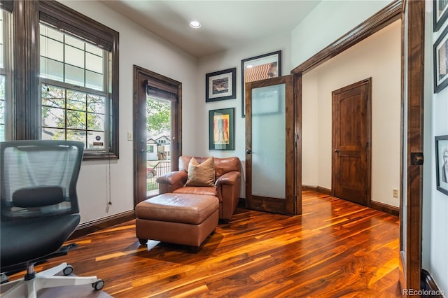 690 S Emerson St, Denver, CO 80209 - office area with dark wood-type flooring, recessed lighting, and french doors