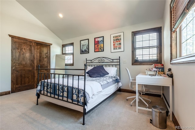 690 S Emerson St, Denver, CO 80209 - carpeted bedroom featuring lofted ceiling and recessed lighting