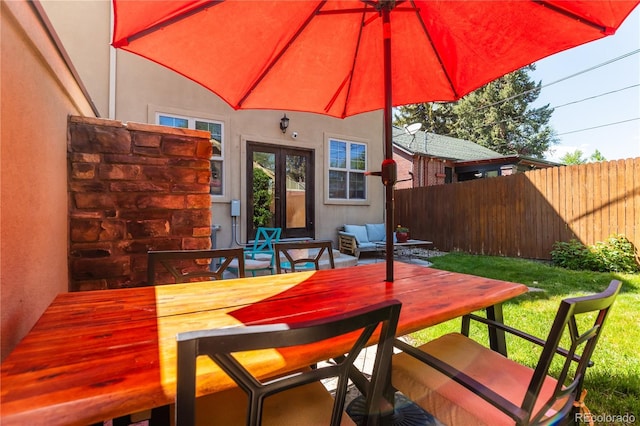 690 S Emerson St, Denver, CO 80209 - view of patio featuring an outdoor hangout area and outdoor dining space