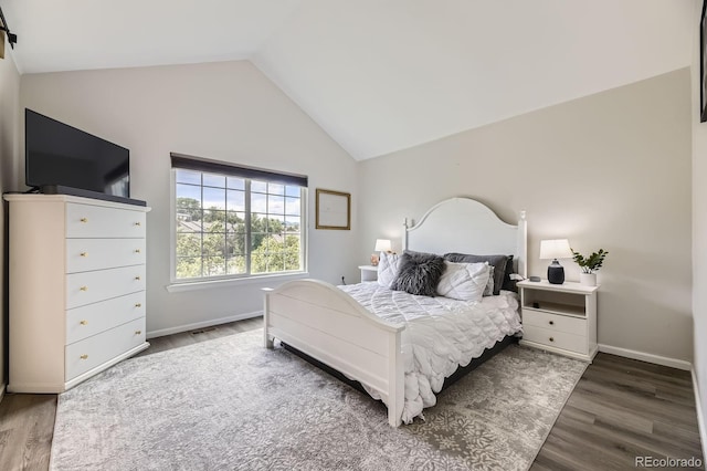6819 S Webster St Unit B, Littleton, CO 80128 - bedroom featuring wood finished floors and high vaulted ceiling