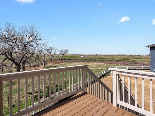 deck featuring a view of countryside