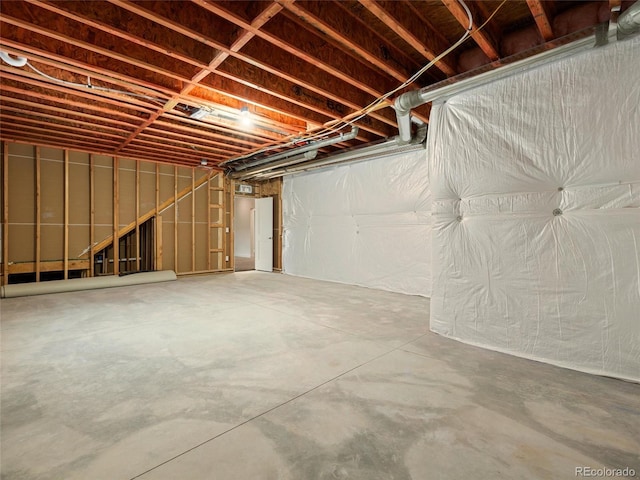 view of unfinished basement