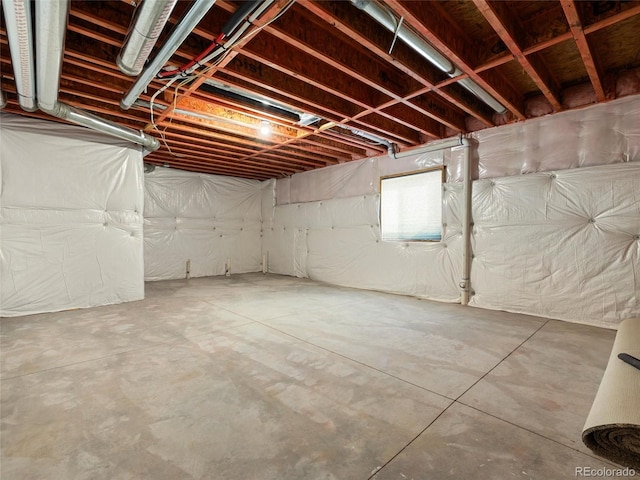 view of unfinished basement