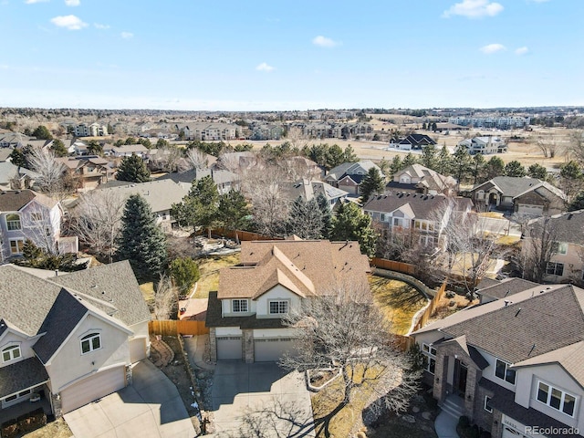 aerial view with a residential view