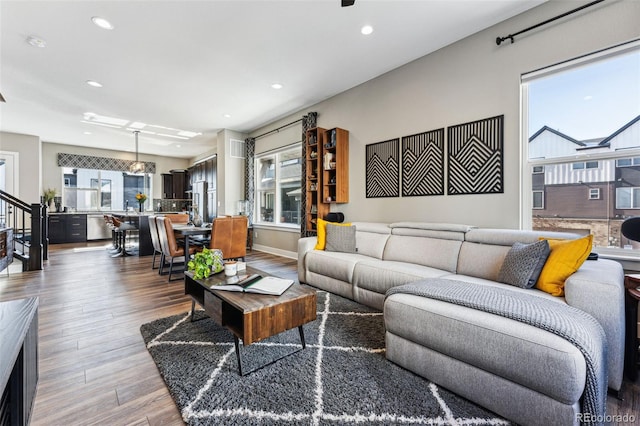 living room featuring hardwood / wood-style flooring