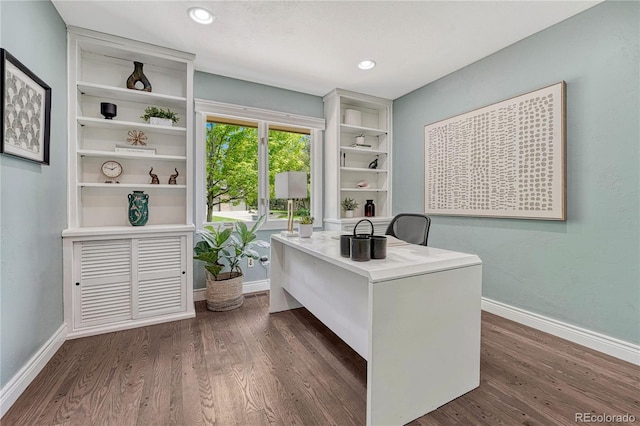10289 E Berry Dr, Greenwood Village, CO 80111 - office featuring dark wood-type flooring and recessed lighting