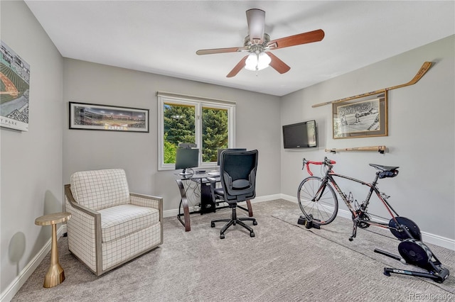10289 E Berry Dr, Greenwood Village, CO 80111 - office area with carpet and a ceiling fan