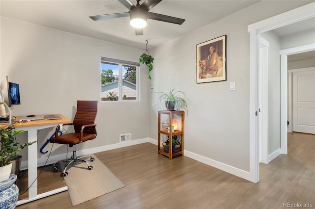 2313 S Raleigh St, Denver, CO 80219 - office featuring wood finished floors and ceiling fan