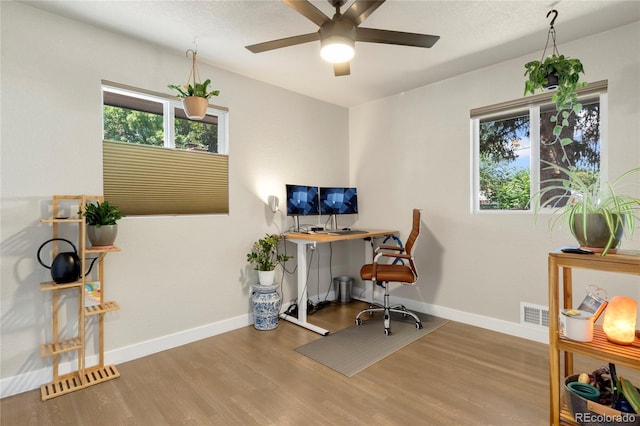 2313 S Raleigh St, Denver, CO 80219 - office space featuring ceiling fan and wood finished floors