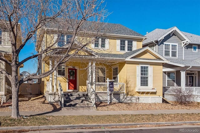 view of front facade featuring covered porch