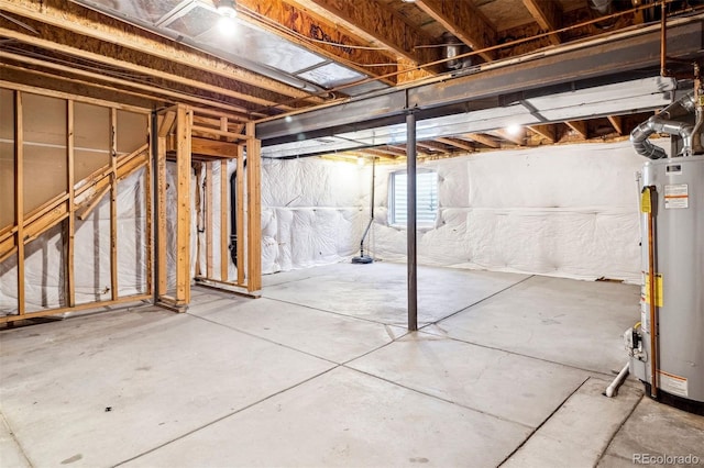 basement featuring water heater