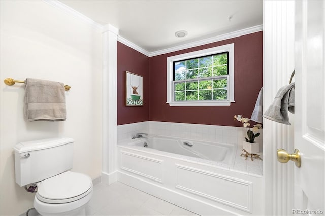 5922 E Briarwood Dr, Centennial, CO 80112 - full bathroom featuring a garden tub, tile patterned flooring, and crown molding
