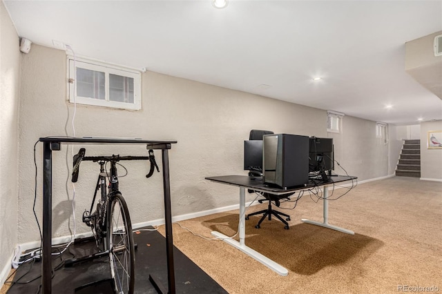 exercise area featuring carpet