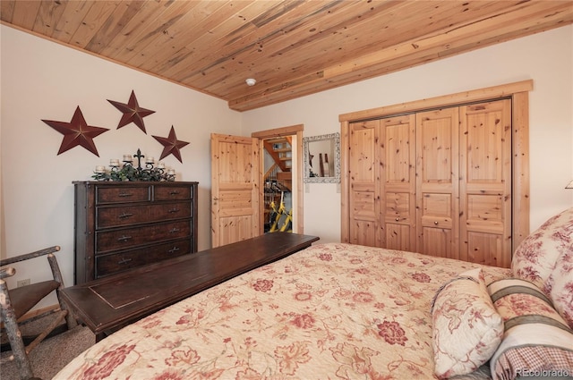 bedroom with wood ceiling