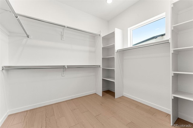 spacious closet with light hardwood / wood-style floors