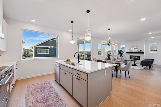 972 Arapahoe Cir, Louisville, CO 80027 - kitchen featuring a sink, appliances with stainless steel finishes, plenty of natural light, and light wood-style floors