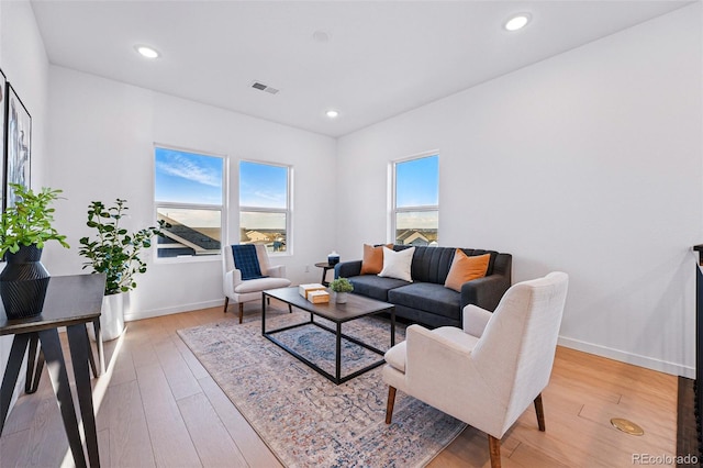 972 Arapahoe Cir, Louisville, CO 80027 - living room featuring visible vents, recessed lighting, baseboards, and light wood-style floors