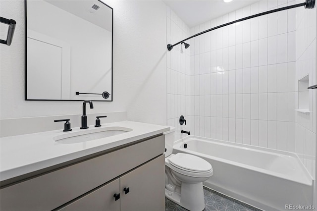 972 Arapahoe Cir, Louisville, CO 80027 - full bathroom featuring vanity, shower / bathing tub combination, visible vents, and toilet