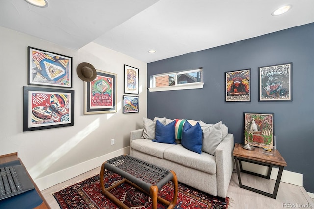 living room with hardwood / wood-style flooring