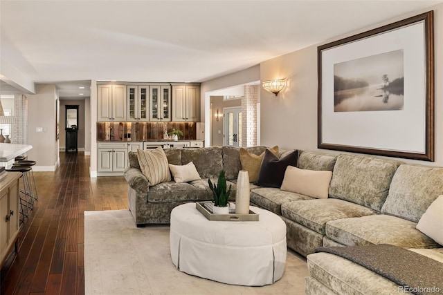 living room with hardwood / wood-style flooring