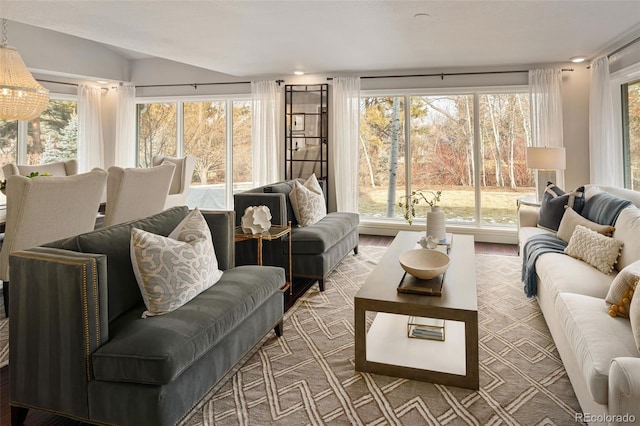 sunroom with vaulted ceiling