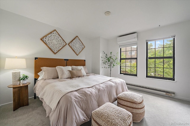 2429 Spruce St Unit 4, Boulder, CO 80302 - carpeted bedroom featuring a wall unit AC and a baseboard radiator
