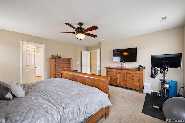 20366 Spruce Point Pl, Parker, CO 80134 - bedroom with light colored carpet and ceiling fan