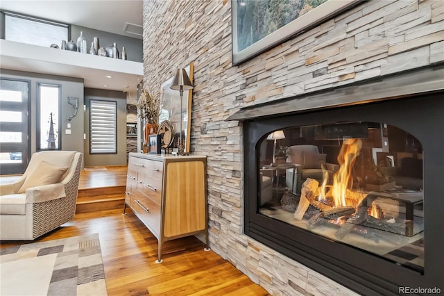 living area featuring light wood-style flooring