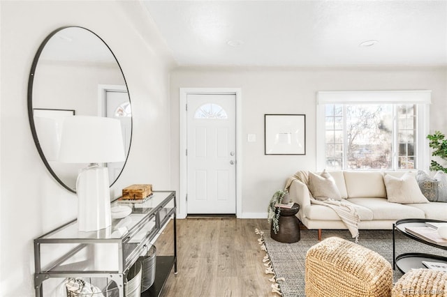 entryway with light wood-type flooring