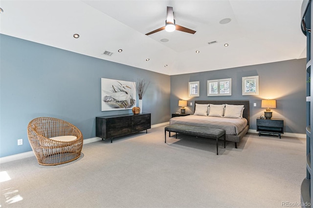 bedroom featuring light colored carpet