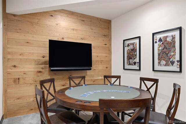2800 Honors Ct, Silverthorne, CO 80498 - carpeted dining space featuring wooden walls