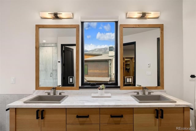 2800 Honors Ct, Silverthorne, CO 80498 - bathroom with a stall shower and double vanity