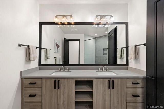 2800 Honors Ct, Silverthorne, CO 80498 - full bathroom featuring a stall shower and double vanity