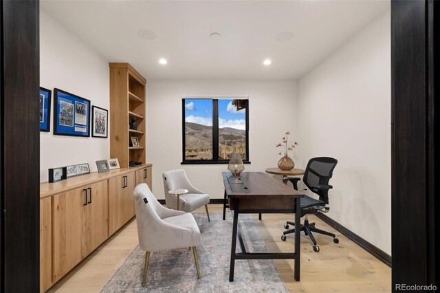 2800 Honors Ct, Silverthorne, CO 80498 - home office featuring light wood-style flooring, recessed lighting, and baseboards