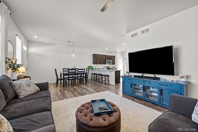 living room featuring light hardwood / wood-style floors