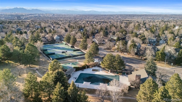 bird's eye view with a mountain view